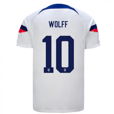 Kandiny Lapset Yhdysvaltain Owen Wolff #10 Valkoinen Kotipaita 22-24 Lyhythihainen Paita T-paita