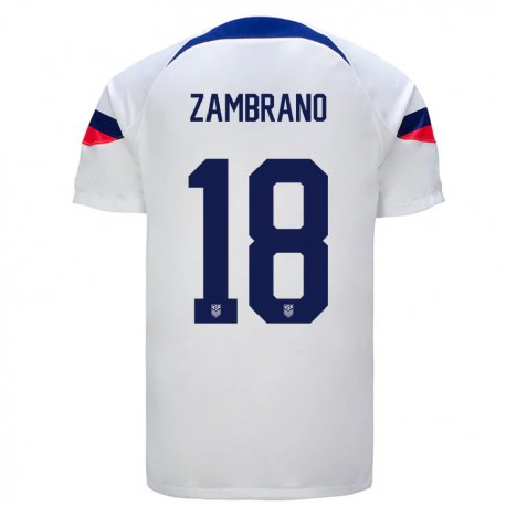 Kandiny Lapset Yhdysvaltain Marcos Zambrano #18 Valkoinen Kotipaita 22-24 Lyhythihainen Paita T-paita
