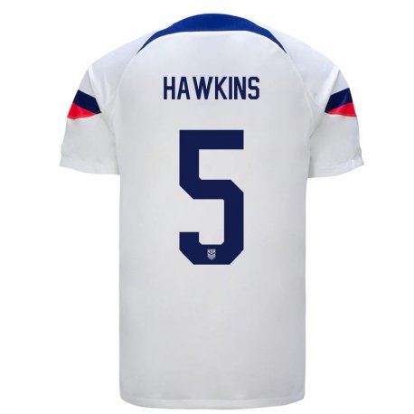 Kandiny Lapset Yhdysvaltain Stuart Hawkins #5 Valkoinen Kotipaita 22-24 Lyhythihainen Paita T-paita