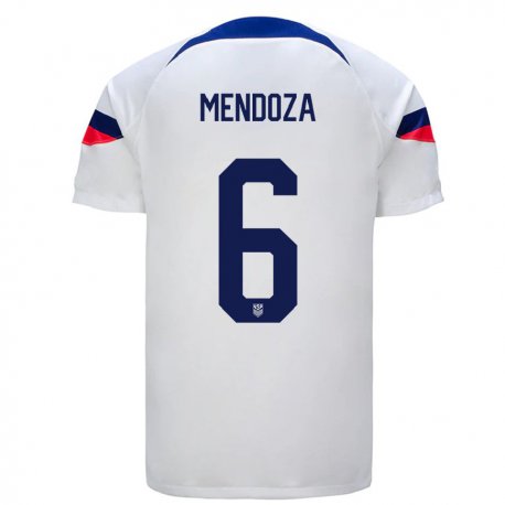 Kandiny Lapset Yhdysvaltain Edwyn Mendoza #6 Valkoinen Kotipaita 22-24 Lyhythihainen Paita T-paita