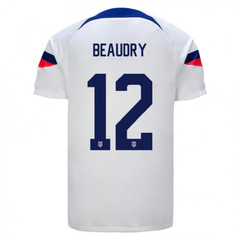 Kandiny Lapset Yhdysvaltain Adam Beaudry #12 Valkoinen Kotipaita 22-24 Lyhythihainen Paita T-paita