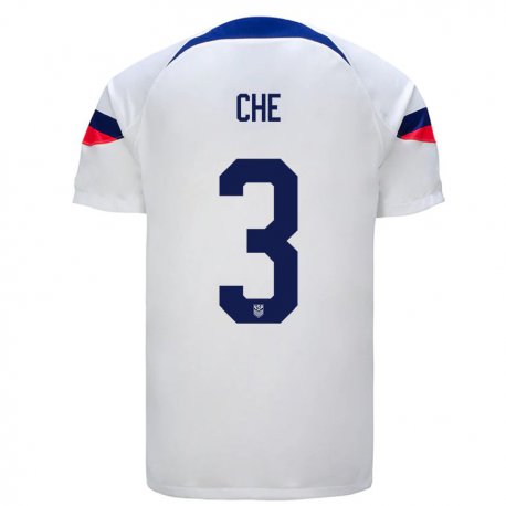 Kandiny Lapset Yhdysvaltain Justin Che #3 Valkoinen Kotipaita 22-24 Lyhythihainen Paita T-paita