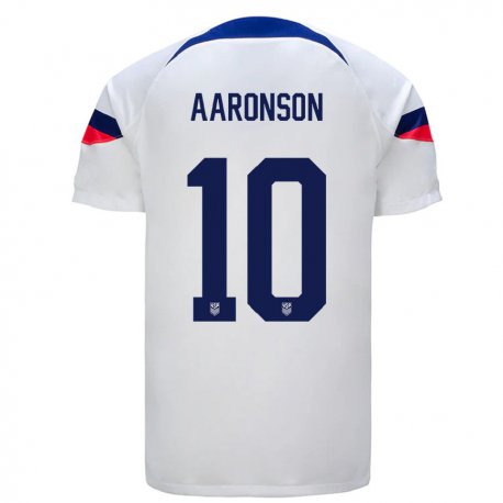 Kandiny Lapset Yhdysvaltain Paxten Aaronson #10 Valkoinen Kotipaita 22-24 Lyhythihainen Paita T-paita