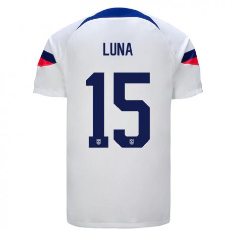 Kandiny Lapset Yhdysvaltain Diego Luna #15 Valkoinen Kotipaita 22-24 Lyhythihainen Paita T-paita