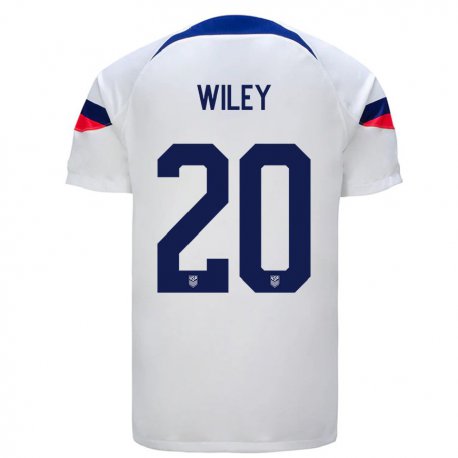 Kandiny Lapset Yhdysvaltain Caleb Wiley #20 Valkoinen Kotipaita 22-24 Lyhythihainen Paita T-paita