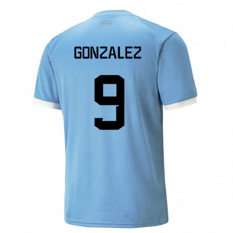 Kandiny Lapset Uruguayn Pamela Gonzalez #9 Sininen Kotipaita 22-24 Lyhythihainen Paita T-paita