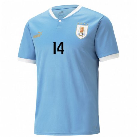 Kandiny Lapset Uruguayn Pilar Gonzalez #14 Sininen Kotipaita 22-24 Lyhythihainen Paita T-paita