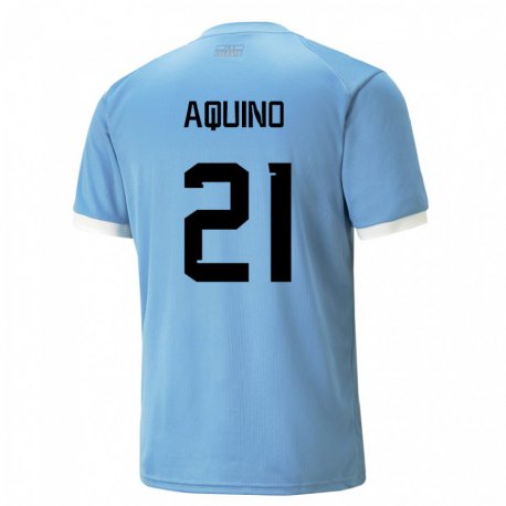 Kandiny Lapset Uruguayn Belen Aquino #21 Sininen Kotipaita 22-24 Lyhythihainen Paita T-paita