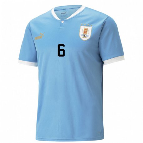 Kandiny Lapset Uruguayn Mathias De Ritis #6 Sininen Kotipaita 22-24 Lyhythihainen Paita T-paita