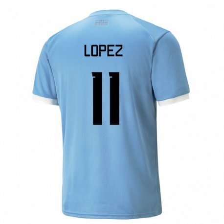 Kandiny Lapset Uruguayn Guillermo Lopez #11 Sininen Kotipaita 22-24 Lyhythihainen Paita T-paita