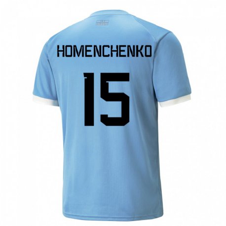 Kandiny Lapset Uruguayn Santiago Homenchenko #15 Sininen Kotipaita 22-24 Lyhythihainen Paita T-paita