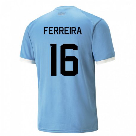 Kandiny Lapset Uruguayn Joaquin Ferreira #16 Sininen Kotipaita 22-24 Lyhythihainen Paita T-paita