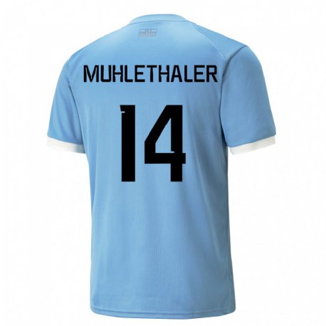 Kandiny Lapset Uruguayn Stiven Muhlethaler #14 Sininen Kotipaita 22-24 Lyhythihainen Paita T-paita