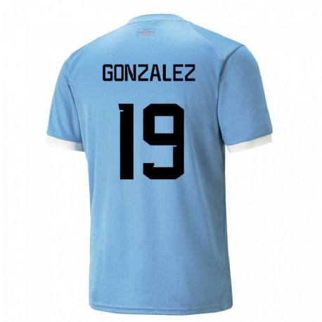 Kandiny Lapset Uruguayn Luciano Gonzalez #19 Sininen Kotipaita 22-24 Lyhythihainen Paita T-paita