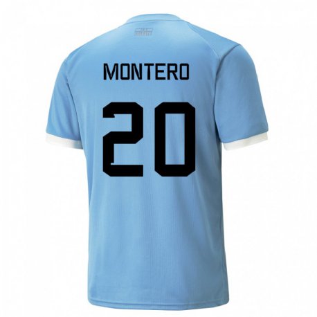 Kandiny Lapset Uruguayn Alfonso Montero #20 Sininen Kotipaita 22-24 Lyhythihainen Paita T-paita