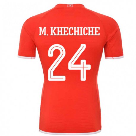 Kandiny Lapset Tunisian Mohamed Amine Khechiche #24 Punainen Kotipaita 22-24 Lyhythihainen Paita T-paita