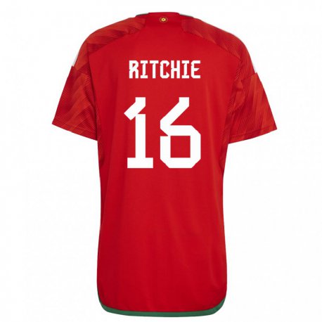 Kandiny Lapset Walesin Amelia Ritchie #16 Punainen Kotipaita 22-24 Lyhythihainen Paita T-paita
