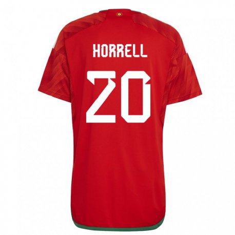 Kandiny Lapset Walesin Grace Horrell #20 Punainen Kotipaita 22-24 Lyhythihainen Paita T-paita