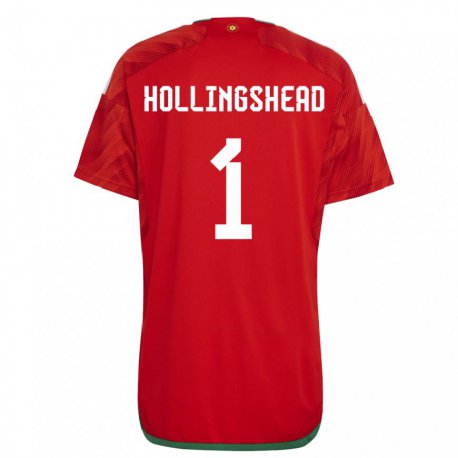 Kandiny Lapset Walesin Ronnie Hollingshead #1 Punainen Kotipaita 22-24 Lyhythihainen Paita T-paita