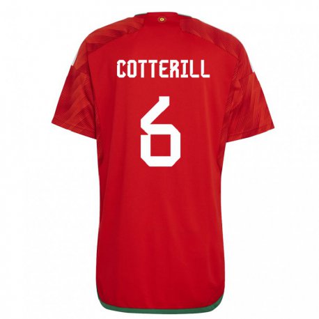 Kandiny Lapset Walesin Joel Cotterill #6 Punainen Kotipaita 22-24 Lyhythihainen Paita T-paita