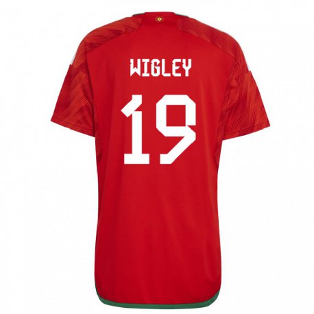 Kandiny Lapset Walesin Morgan Wigley #19 Punainen Kotipaita 22-24 Lyhythihainen Paita T-paita