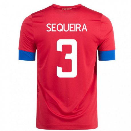 Kandiny Lapset Costa Rican Douglas Sequeira #3 Punainen Kotipaita 22-24 Lyhythihainen Paita T-paita