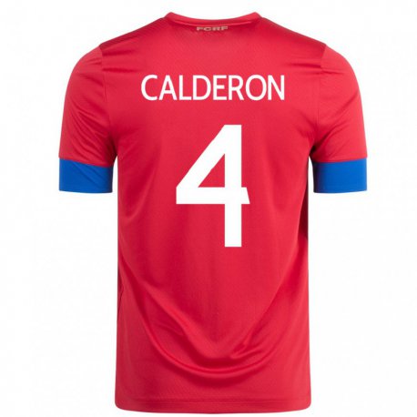 Kandiny Lapset Costa Rican Brandon Calderon #4 Punainen Kotipaita 22-24 Lyhythihainen Paita T-paita