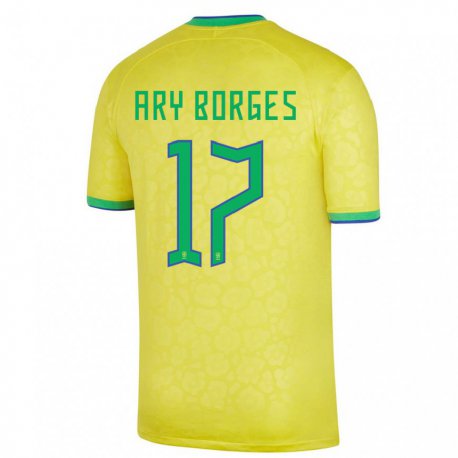 Kandiny Lapset Brasilian Ary Borges #17 Keltainen Kotipaita 22-24 Lyhythihainen Paita T-paita