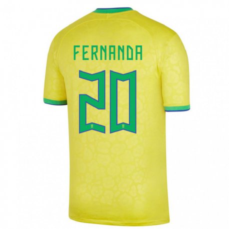 Kandiny Lapset Brasilian Fernanda Palermo #20 Keltainen Kotipaita 22-24 Lyhythihainen Paita T-paita