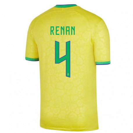 Kandiny Lapset Brasilian Robert Renan #4 Keltainen Kotipaita 22-24 Lyhythihainen Paita T-paita