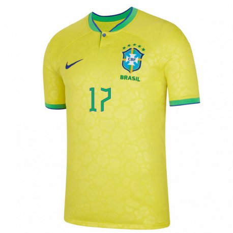 Kandiny Lapset Brasilian Juninho #17 Keltainen Kotipaita 22-24 Lyhythihainen Paita T-paita