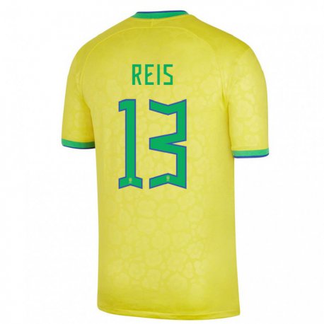 Kandiny Lapset Brasilian Vitor Reis #13 Keltainen Kotipaita 22-24 Lyhythihainen Paita T-paita