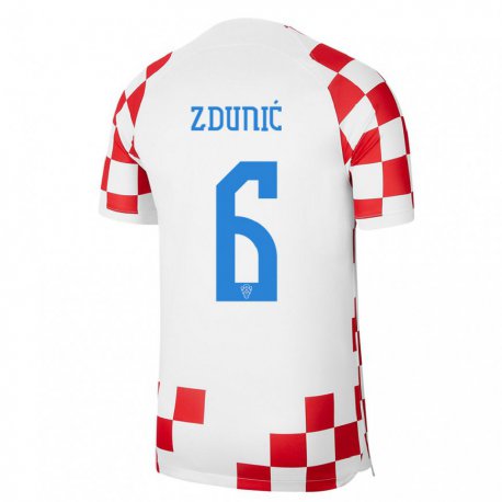 Kandiny Lapset Kroatian Lea Zdunic #6 Punainen Valkoinen Kotipaita 22-24 Lyhythihainen Paita T-paita