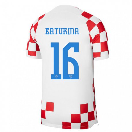 Kandiny Lapset Kroatian Martin Baturina #16 Punainen Valkoinen Kotipaita 22-24 Lyhythihainen Paita T-paita