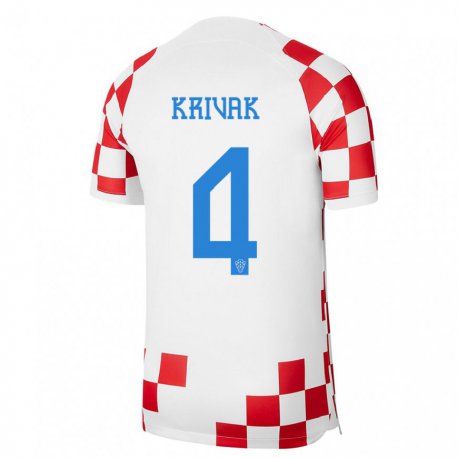 Kandiny Lapset Kroatian Fabijan Krivak #4 Punainen Valkoinen Kotipaita 22-24 Lyhythihainen Paita T-paita