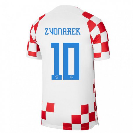 Kandiny Lapset Kroatian Lovro Zvonarek #10 Punainen Valkoinen Kotipaita 22-24 Lyhythihainen Paita T-paita
