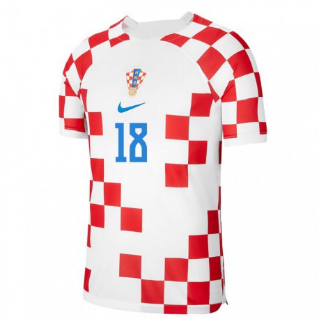 Kandiny Lapset Kroatian Luka Lukanic #18 Punainen Valkoinen Kotipaita 22-24 Lyhythihainen Paita T-paita