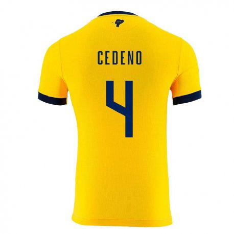 Kandiny Lapset Ecuadorin Stefany Cedeno #4 Keltainen Kotipaita 22-24 Lyhythihainen Paita T-paita