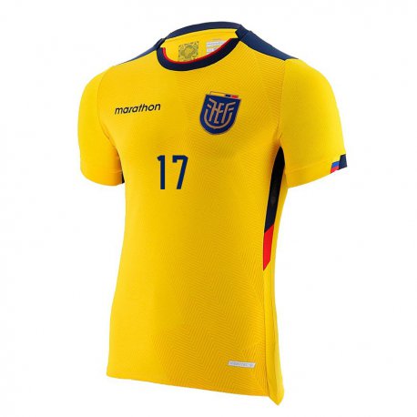 Kandiny Lapset Ecuadorin Mathias Solis #17 Keltainen Kotipaita 22-24 Lyhythihainen Paita T-paita