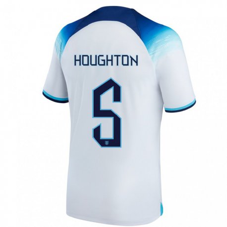 Kandiny Lapset Englannin Steph Houghton #5 Valkoinen Sininen Kotipaita 22-24 Lyhythihainen Paita T-paita