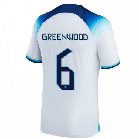 Kandiny Lapset Englannin Alex Greenwood #6 Valkoinen Sininen Kotipaita 22-24 Lyhythihainen Paita T-paita