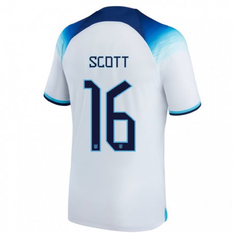 Kandiny Lapset Englannin Jill Scott #16 Valkoinen Sininen Kotipaita 22-24 Lyhythihainen Paita T-paita
