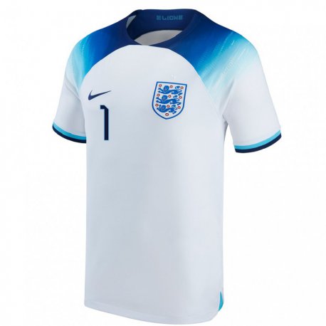 Kandiny Lapset Englannin James Beadle #1 Valkoinen Sininen Kotipaita 22-24 Lyhythihainen Paita T-paita