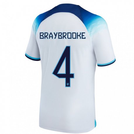 Kandiny Lapset Englannin Samuel Braybrooke #4 Valkoinen Sininen Kotipaita 22-24 Lyhythihainen Paita T-paita