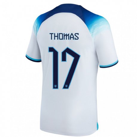 Kandiny Lapset Englannin Luke Thomas #17 Valkoinen Sininen Kotipaita 22-24 Lyhythihainen Paita T-paita