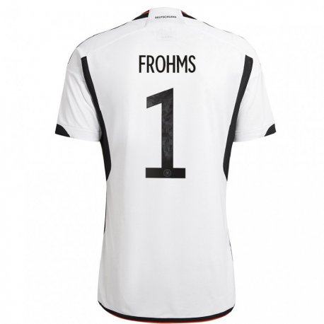 Kandiny Lapset Saksan Merle Frohms #1 Valkoinen Musta Kotipaita 22-24 Lyhythihainen Paita T-paita