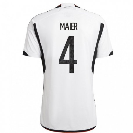 Kandiny Lapset Saksan Leonie Maier #4 Valkoinen Musta Kotipaita 22-24 Lyhythihainen Paita T-paita