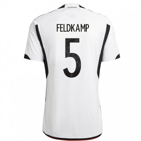 Kandiny Lapset Saksan Jana Feldkamp #5 Valkoinen Musta Kotipaita 22-24 Lyhythihainen Paita T-paita