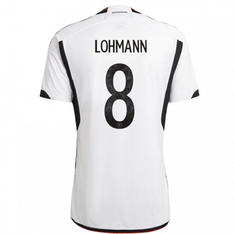 Kandiny Lapset Saksan Sydney Lohmann #8 Valkoinen Musta Kotipaita 22-24 Lyhythihainen Paita T-paita