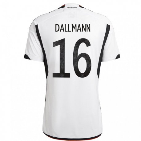 Kandiny Lapset Saksan Linda Dallmann #16 Valkoinen Musta Kotipaita 22-24 Lyhythihainen Paita T-paita